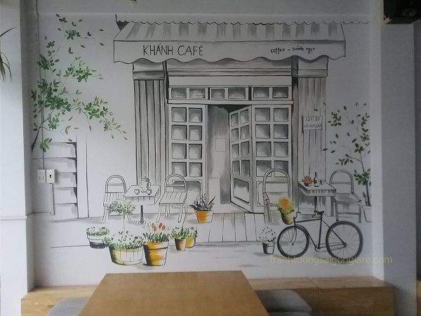 Vẽ tranh tường cafe tại D2